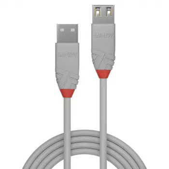 Lindy 5m USB 2.0 Typ A Verlängerungskabel, Anthra Line, Grau