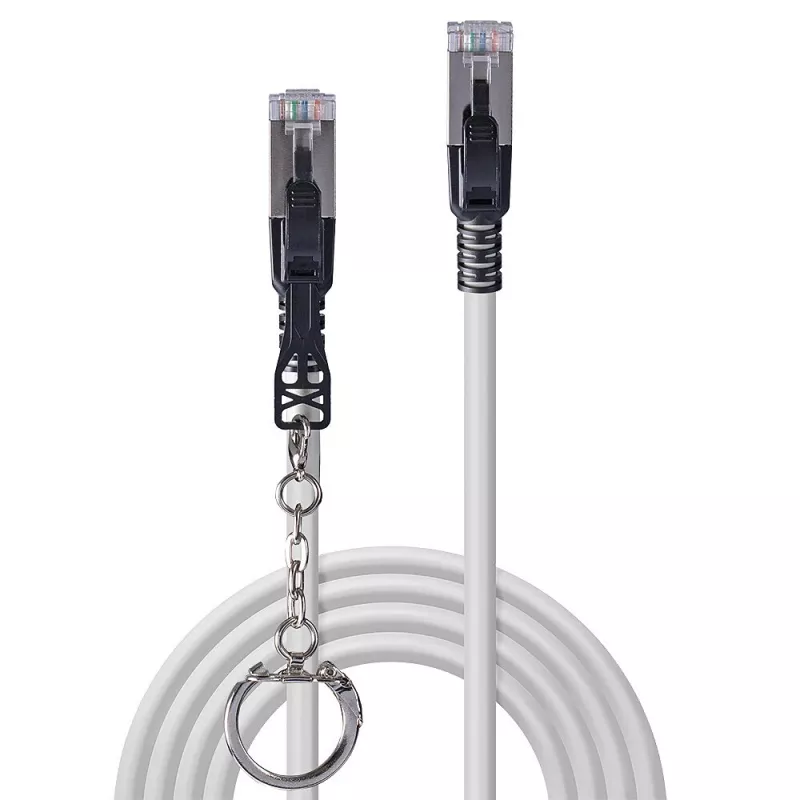 Lindy 2m Cat.6A S/FTP Locking-Netzwerkkabel, Grau