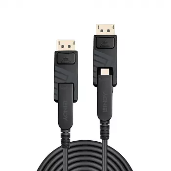 Lindy 20m Fibre Optic Hybrid Mini DisplayPort 1.4 Kabel mit abnehmbaren DP-Anschlüssen