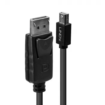 Lindy 3m Mini DisplayPort Male to DisplayPort Male, Schwarz, 3 m, Mini DisplayPort, DisplayPort, Male, Male, 2560 x 1600 Pixel