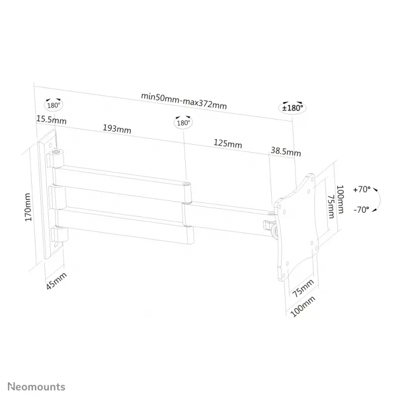 Neomounts FPMA-W830 Monitor-/TV-Wandhalterung 10-27 Zoll - Vollbeweglich