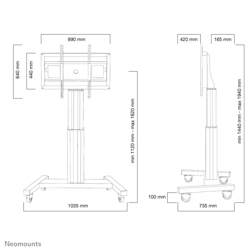 Neomounts PLASMA-M2500SILVER TV-Rollwagen 42-100 Zoll - motorisiert
