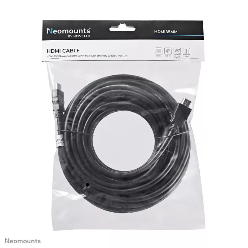 Neomounts HDMI35MM HDMI-Kabel - 10 Meter, 10 m, HDMI Typ A (Standard), HDMI Typ A (Standard), 10,2 Gbit/s, Schwarz
