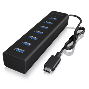 ICY BOX IB-HUB1700-C3 USB 3.2 Gen 1 (3.1 Gen 1) Typ-C 5000 Mbit/s Schwarz