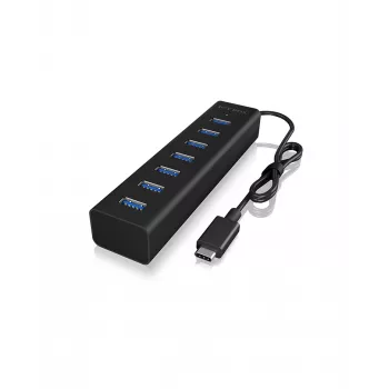 ICY BOX IB-HUB1700-C3 USB 3.2 Gen 1 (3.1 Gen 1) Typ-C 5000 Mbit/s Schwarz