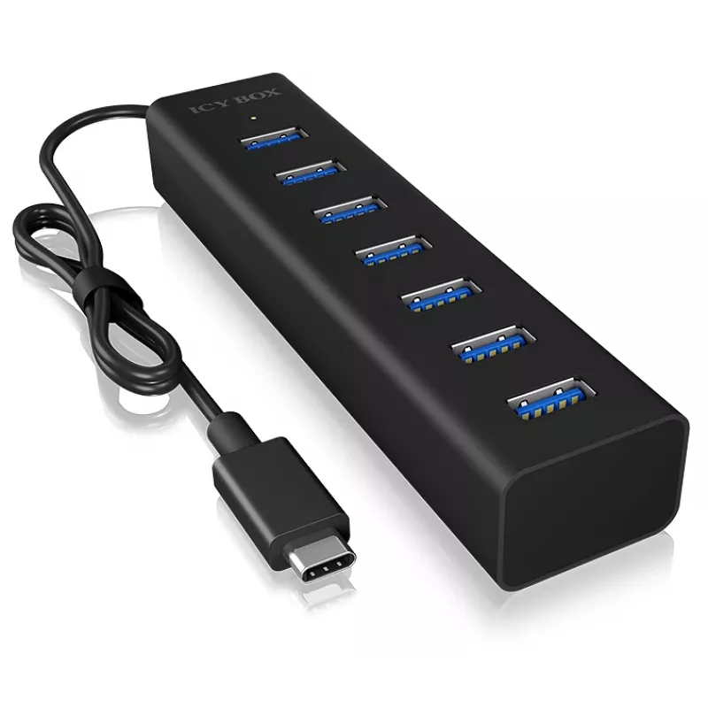 ICY BOX IB-HUB1700-C3 USB 3.2 Gen 1 (3.1 Gen 1) Typ-C 5000 Mbit/s Schwarz