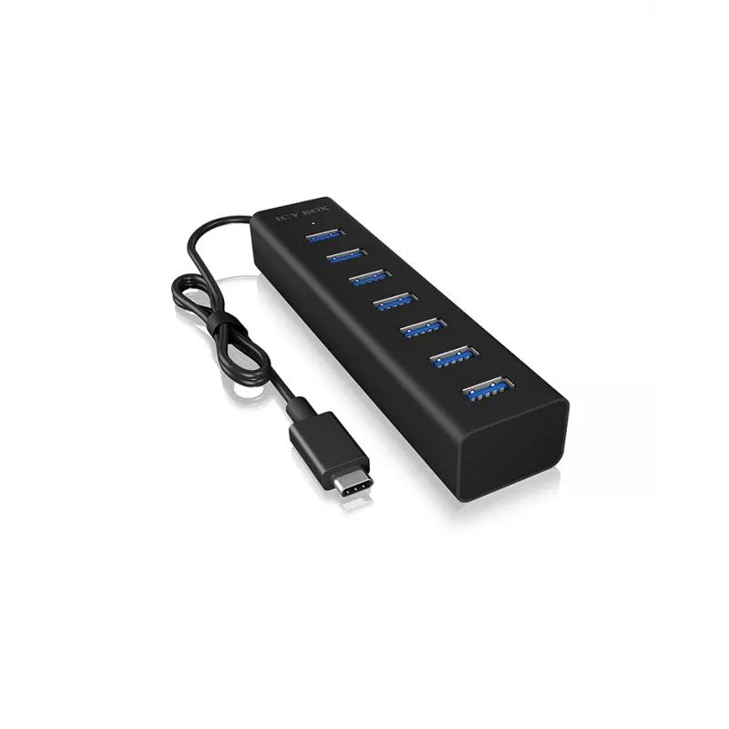 ICY BOX IB-HUB1700-C3 USB 3.2 Gen 1 (3.1 Gen 1) Typ-C 5000 Mbit/s Schwarz