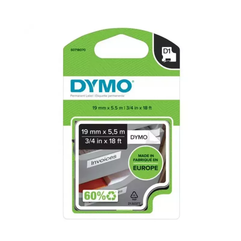Label Tape DYMO D1 Durable Schwarz auf Weiß 19mm