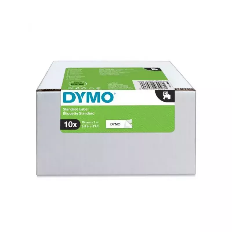 DYMO Authentic D1 Etiketten | Schwarzer Druck auf Weiß | 19 mm x 7 m | Selbstklebende Etiketten für LabelManager Labeldrucker | 10 Stück