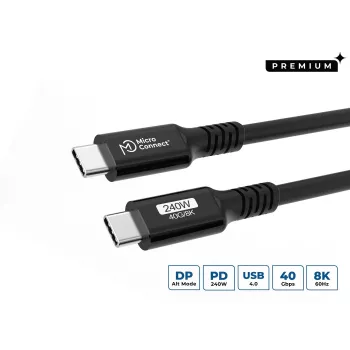 USB-Kabel Microconnect USB4CC2-240W 2m USB4 Gen 3x2 40 Gbit/s Schwarz