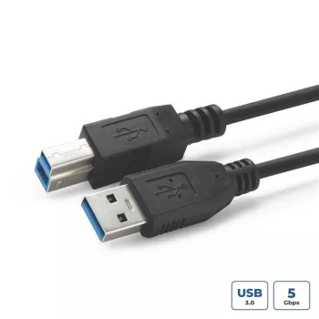 Microconnect USB3.0AB3B USB-Kabel USB 3.2 Gen 1 (3.1 Gen 1) 3 m USB A USB B Schwarz