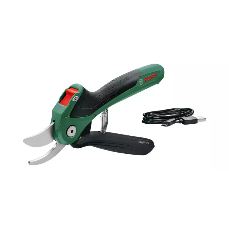 Astschere Bosch EasyPrune Bypass, Edelstahlklinge, 2,5 cm Schnittkapazität, wiederaufladbarer 5,4-Wh-Akku, Sicherheitssperre