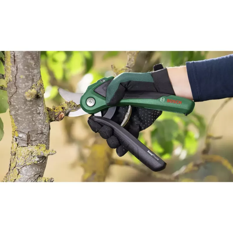 Astschere Bosch EasyPrune Bypass, Edelstahlklinge, 2,5 cm Schnittkapazität, wiederaufladbarer 5,4-Wh-Akku, Sicherheitssperre