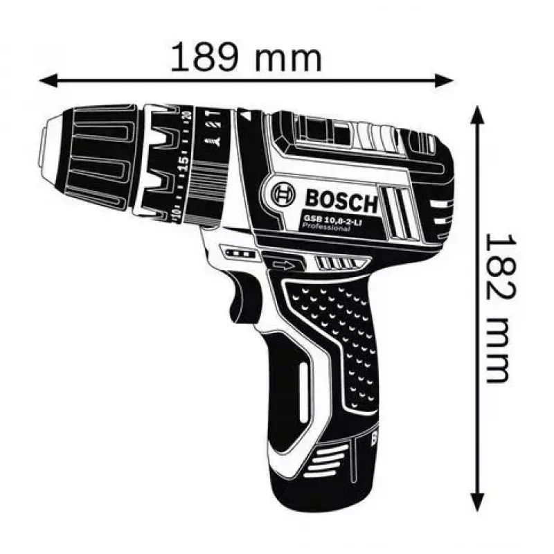 Bosch GSB 10,8-2-LI Professional Schlüssellos Schwarz, Blau, Rot