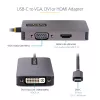 StarTech.com USB-C-Videoadapter, USB-C auf HDMI DVI VGA Adapter, Bis zu 4K 60Hz, Aluminium, Multiport-Video-Display-Adapter, Thunderbolt 3/4-kompatibel, USB-Typ-C-Reiseadapter
