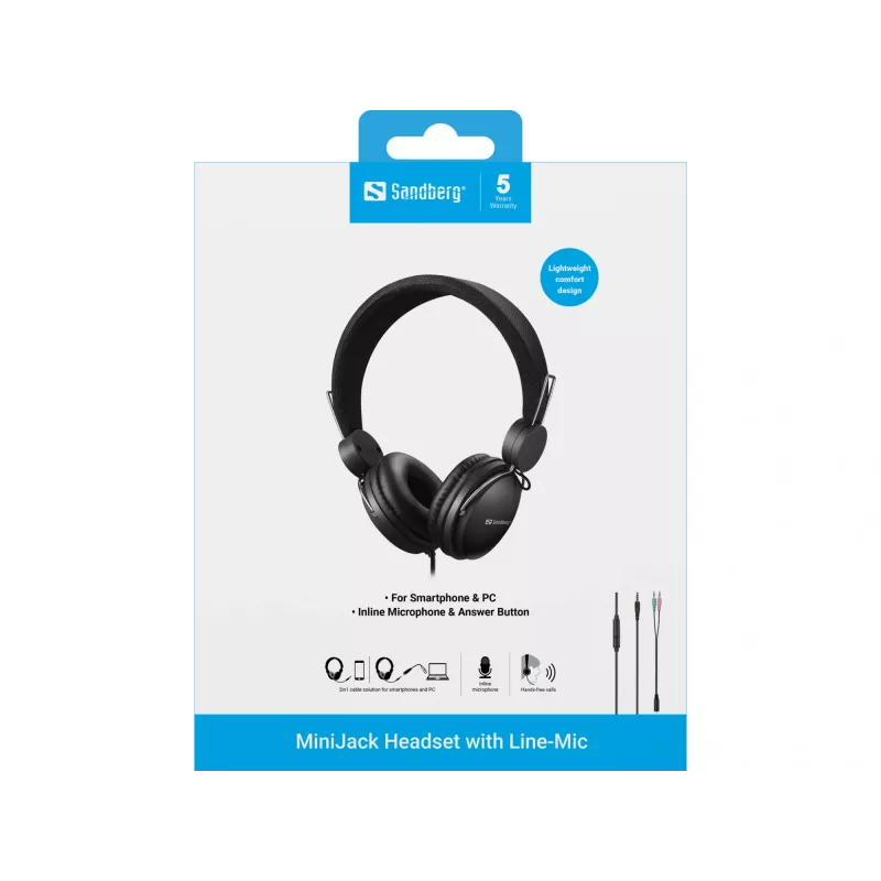 Headset Sandberg MiniJack Headset mit Inline-Mikrofon