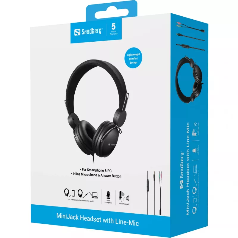 Headset Sandberg MiniJack Headset mit Inline-Mikrofon