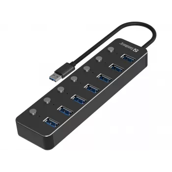 USB Hub Sandberg 7 Ports USB 3.0 Schwarz Aluminium