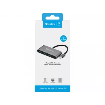 USB-C auf 3xUSB 3.0 Hub + PD Sandberg 136-03