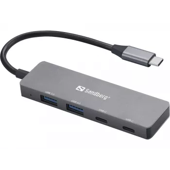 Sandberg USB-C to 2xUSB-A + 2xUSB-C Hub Grau Aluminium