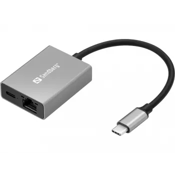 Sandberg USB-C Gigabit-Adapter PD100W USB Typ-C RJ-45 1 Gbit/s Grau