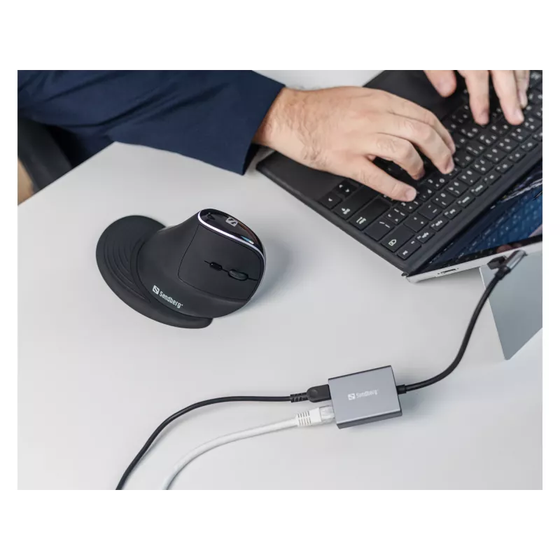 Sandberg USB-C Gigabit-Adapter PD100W USB Typ-C RJ-45 1 Gbit/s Grau