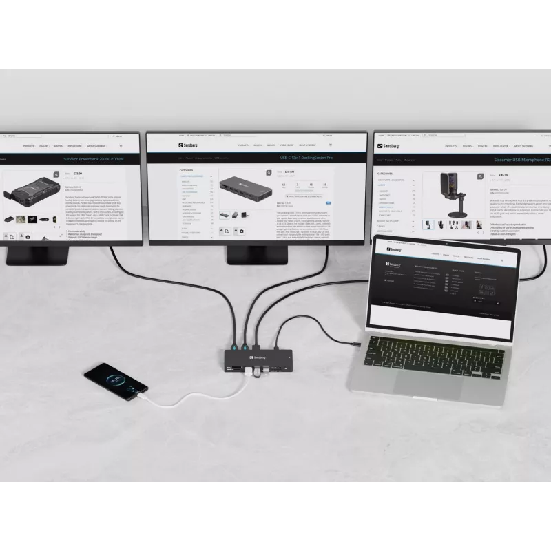 Sandberg USB-C 13in1 DockingStation Pro Kabelgebunden USB 3.2 Gen 1 Type-C
