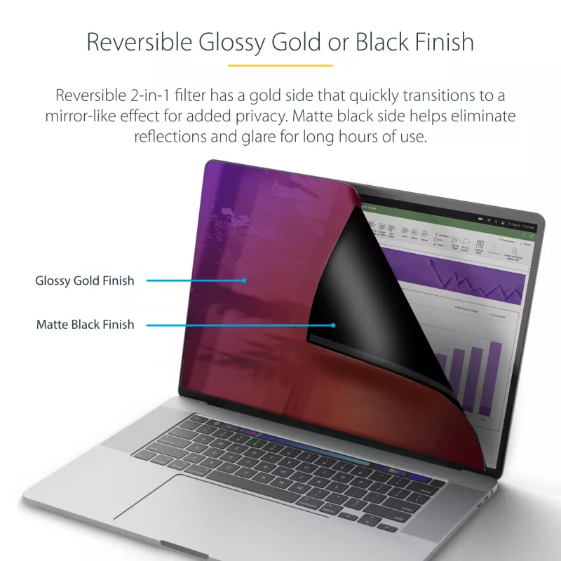 StarTech.com 14-Zoll MacBook Pro 21/23 Blickschutzfolie, Gold-Filter mit verbesserter Privatsphäre, Computer-Sicherheitsschild, doppelseitiger Bildschirmschutz, +/- 30°