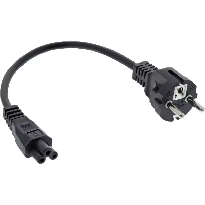 InLine Netzkabel Typ F Deutsch / „Mickey Maus“-Notebookstecker schwarz 0,5 m