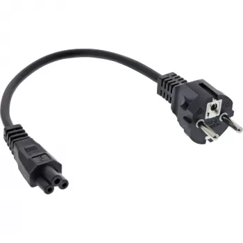 InLine Stromkabel Typ F deutsch / „Mickey Maus“ Notebookstecker schwarz 0,3 m