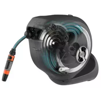 Wandmontierte Schlauchtrommel Gardena RollUp Automatic Schwarz Grau
