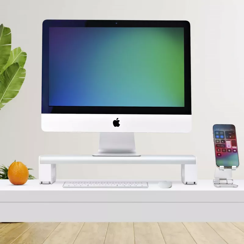 StarTech.com Ergonomischer Monitorständer, bis zu 15 kg, feste Höhe 9 cm, Desktop-Computer-Monitor/Laptop-Ständer, Stahlplattform, schnelle Montage, Schreibtischfläche optimieren