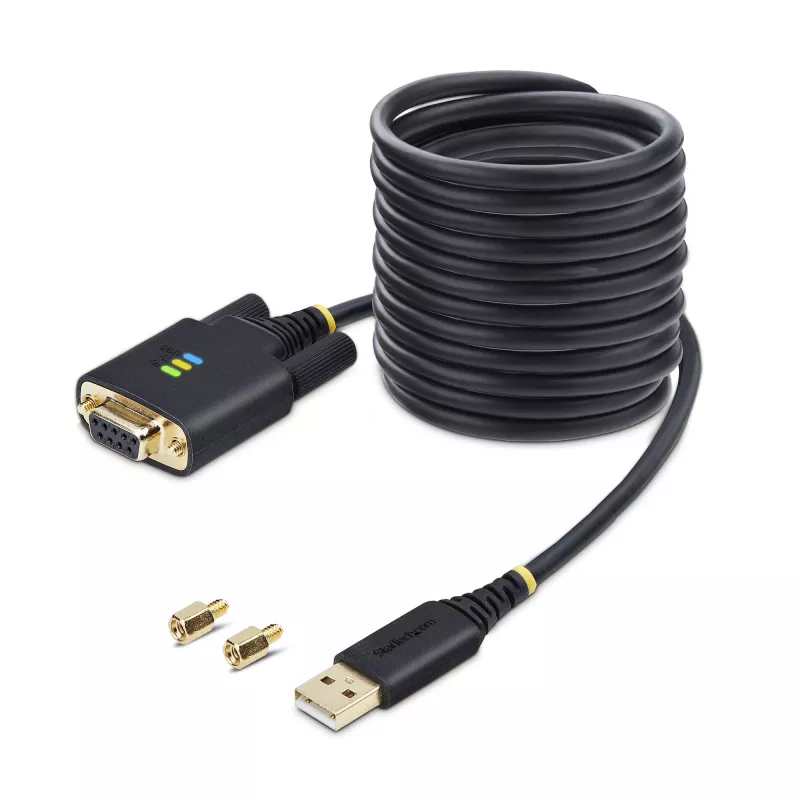 StarTech.com 10ft (3m) USB zu Nullmodem Seriell Adapterkabel, austauschbare DB9 Schrauben/Muttern, COM Retention, USB-A zu RS232, FTDI, ESD-Schutz Level 4, Windows/macOS/ChromeOS/Linux - Robustes TPE-Gehäuse