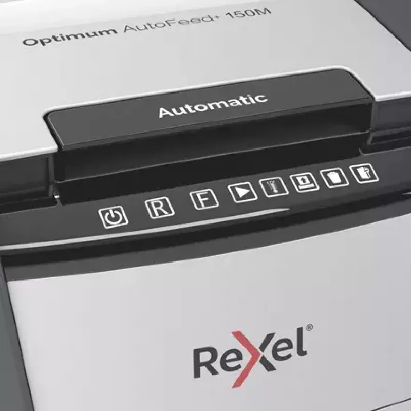 Rexel Optimum AutoFeed+ 150M Aktenvernichter Mikroschnitt 55 dB 22 cm Schwarz, Grau
