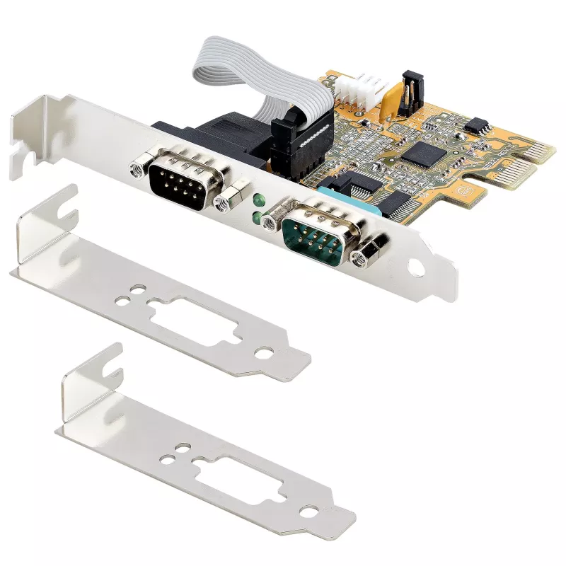 StarTech.com 2-Port PCI Express Serielle Karte, Dual Port PCIe auf RS232 (DB9) Serielle Karte, 16C1050 UART, Standard- oder Low-Profile-Halterungen, COM-Erhaltung, Für Windows & Linux