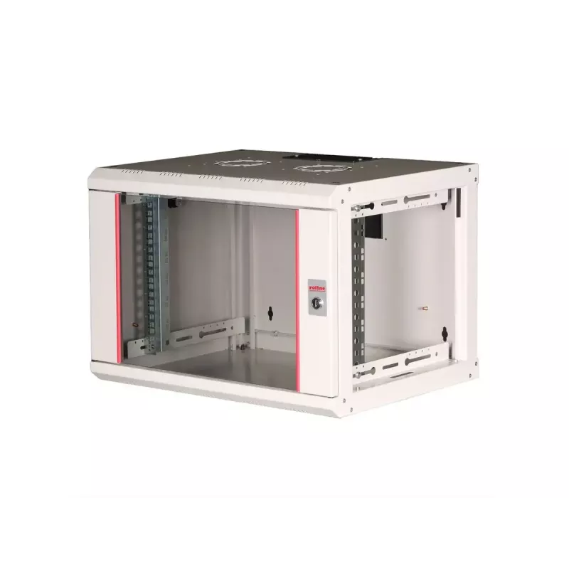 Wandmontierter Schrank ROLINE Pro 7U 19 Zoll, 600x450 BxT, grau, IP20, Schlüsselschloss