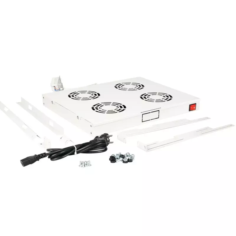 Kühlventilator ROLINE 19-Zoll Dachlüftereinheit 4 Lüfter Thermostat grau