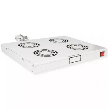 Kühlventilator ROLINE 19-Zoll Dachlüftereinheit 4 Lüfter Thermostat grau