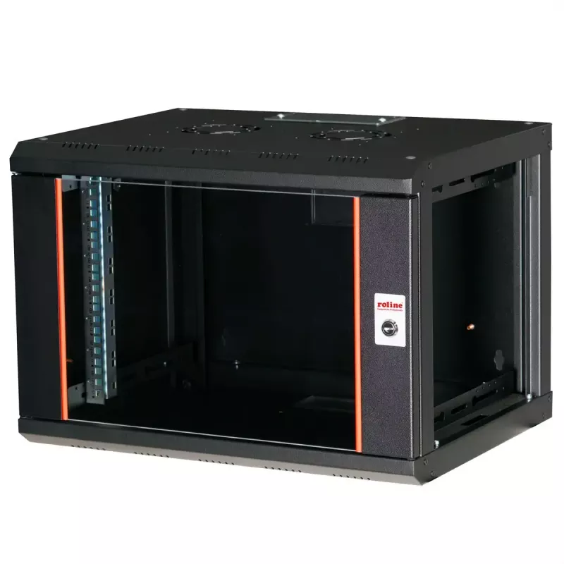 ROLINE 19-Zoll-Wandgehäuse Pro 7HE, 600x450 mm BxT, schwarz, Schlüsselschloss, IP20