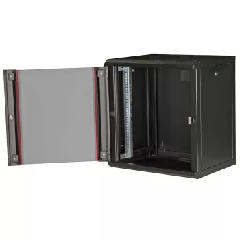 Wandmontiertes 19-Zoll-Rack ROLINE Pro 12U, 600x450 mm, schwarz, Schlüsselschloss, IP20
