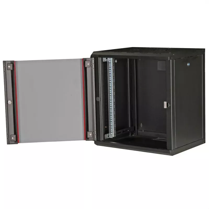 Wandmontiertes 19-Zoll-Rack ROLINE Pro 12U, 600x450 mm, schwarz, Schlüsselschloss, IP20