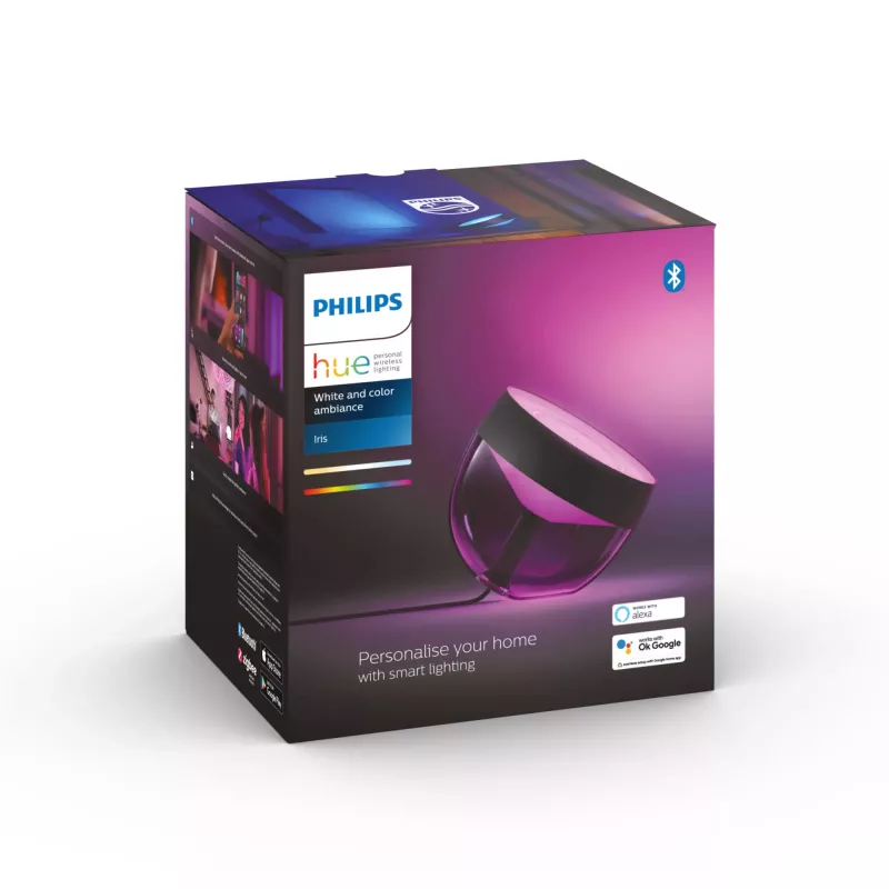Philips Hue White and Colour Ambience Iris Tischleuchte, Smarte Tischlampe, Bluetooth/Zigbee, Schwarz, LED, Metall, Synthetik, nicht austauschbare Leuchtmittel