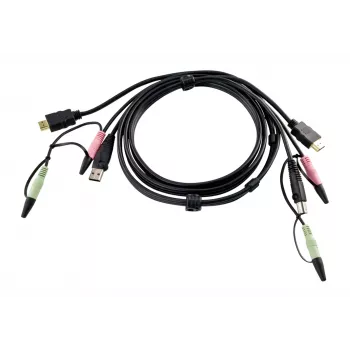 ATEN HDMI KVM-Kabel 1,8m, 1.8 m, HDMI, Schwarz, HDMI, USB A, 2 x 3,5mm, HDMI, USB B, 2 x 3,5mm, Stecker
