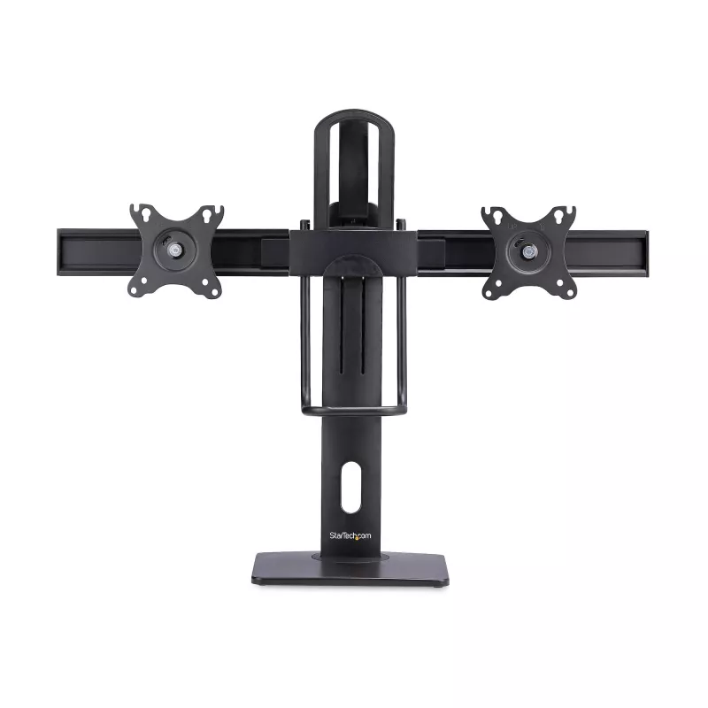 StarTech.com Querstange Dual-Monitor-Tischständer für zwei 27-Zoll-Bildschirme, VESA-Halterung 75x75/100x100, werkzeuglose Höhenverstellung, bis zu 6 kg pro Display