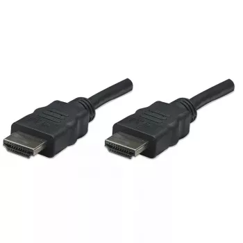 Manhattan HDMI-Kabel, 1080p@60Hz (High Speed), 7,5m, Stecker auf Stecker, Schwarz, Vollständig geschirmt, Vergoldete Kontakte, Lebenslange Garantie