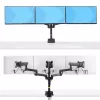 StarTech.com Dreifach-Monitor-Tischhalterung für bis zu drei 27-Zoll-Bildschirme, VESA 75x75/100x100, werkzeuglose Armeinstellung, C-Klemmen-/Tülsenmontage, federunterstützte Arme