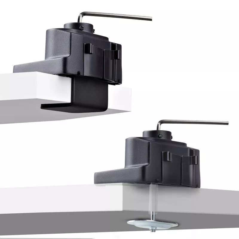 StarTech.com Dreifach-Monitor-Tischhalterung für bis zu drei 27-Zoll-Bildschirme, VESA 75x75/100x100, werkzeuglose Armeinstellung, C-Klemmen-/Tülsenmontage, federunterstützte Arme