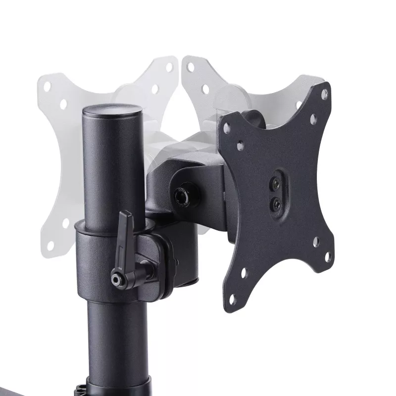 StarTech.com Dreifach-Monitor-Tischhalterung für bis zu drei 27-Zoll-Bildschirme, VESA 75x75/100x100, werkzeuglose Armeinstellung, C-Klemmen-/Tülsenmontage, federunterstützte Arme