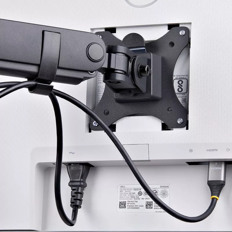 StarTech.com Dreifach-Monitor-Tischhalterung für bis zu drei 27-Zoll-Bildschirme, VESA 75x75/100x100, werkzeuglose Armeinstellung, C-Klemmen-/Tülsenmontage, federunterstützte Arme