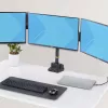 StarTech.com Dreifach-Monitor-Tischhalterung für bis zu drei 27-Zoll-Bildschirme, VESA 75x75/100x100, werkzeuglose Armeinstellung, C-Klemmen-/Tülsenmontage, federunterstützte Arme